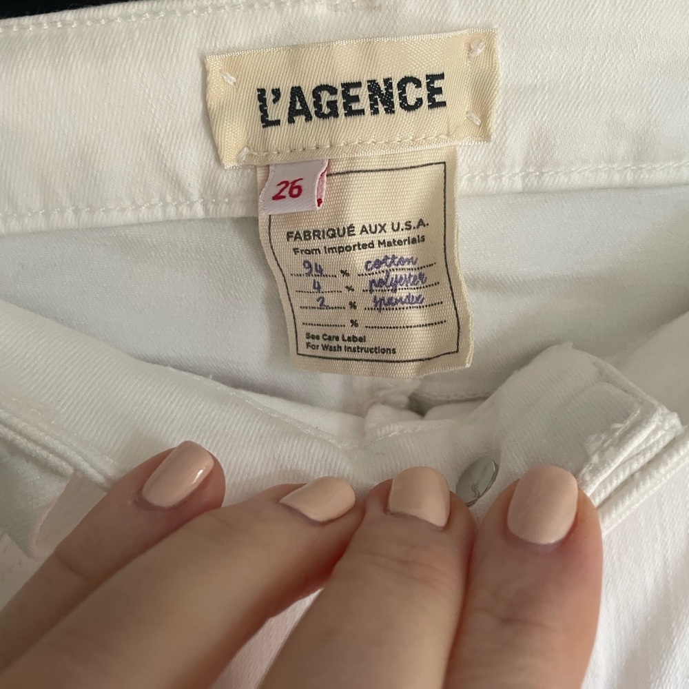 L'AGENCE Women's White Skinny Pants Velvet Black Stripe 26 EUC - Picture 4 of 7